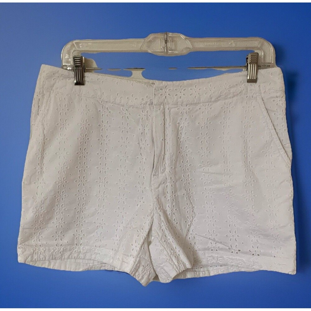 Cynthia Rowley Women's Sz 8 White Eyelet Lace Lined Shorts Resort Casual Preppy
